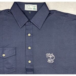 Turnberry Scotland Polo Shirt Mens Large Navy Blue Golf Crest Pocket L